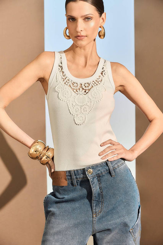 Regata Pala Renda - Branco BLU0069BRA