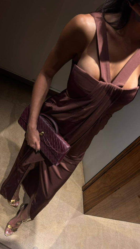 Vestido Tqc Bojo Drape - Marrom VES2046MRO