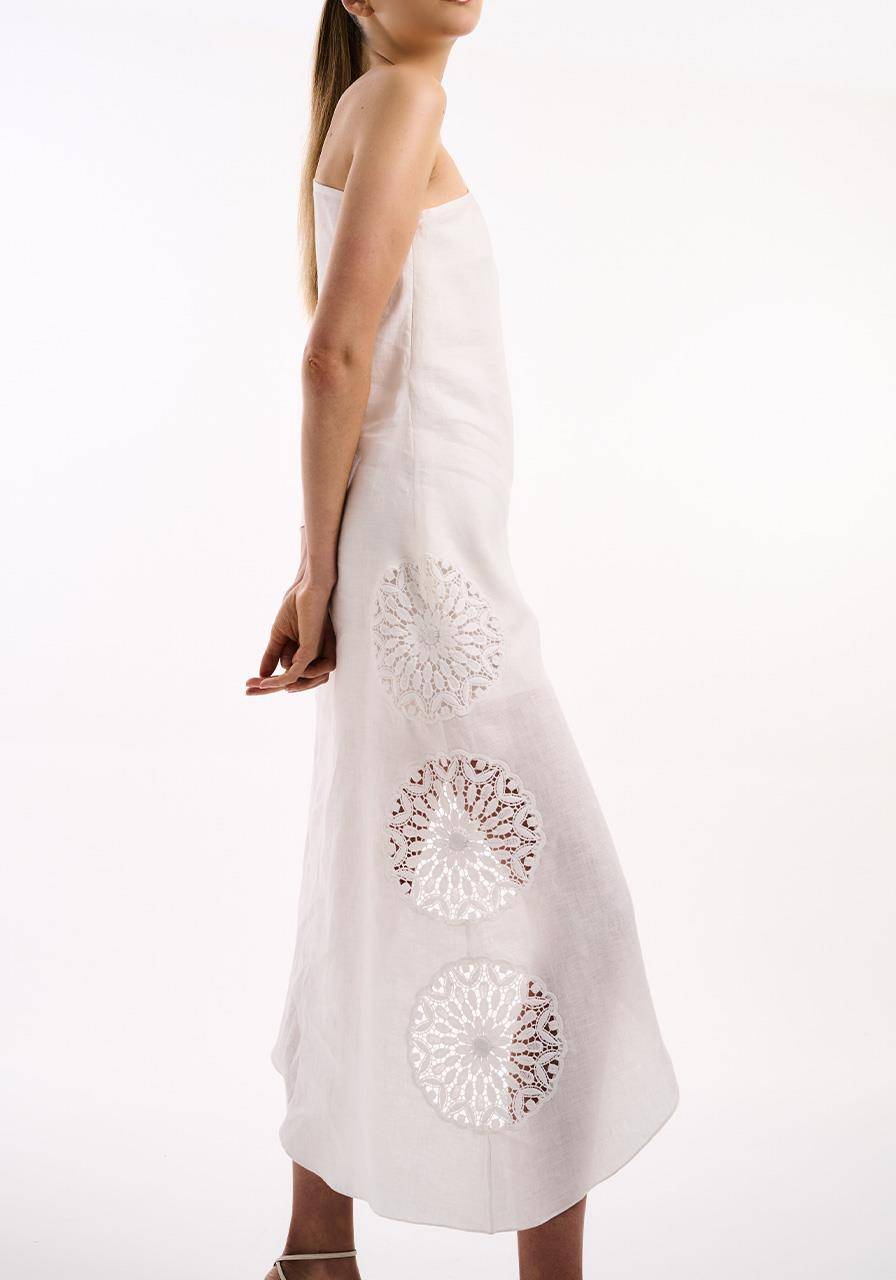 Vestido Assimétrico Aplicação - Off White VES2117OFF