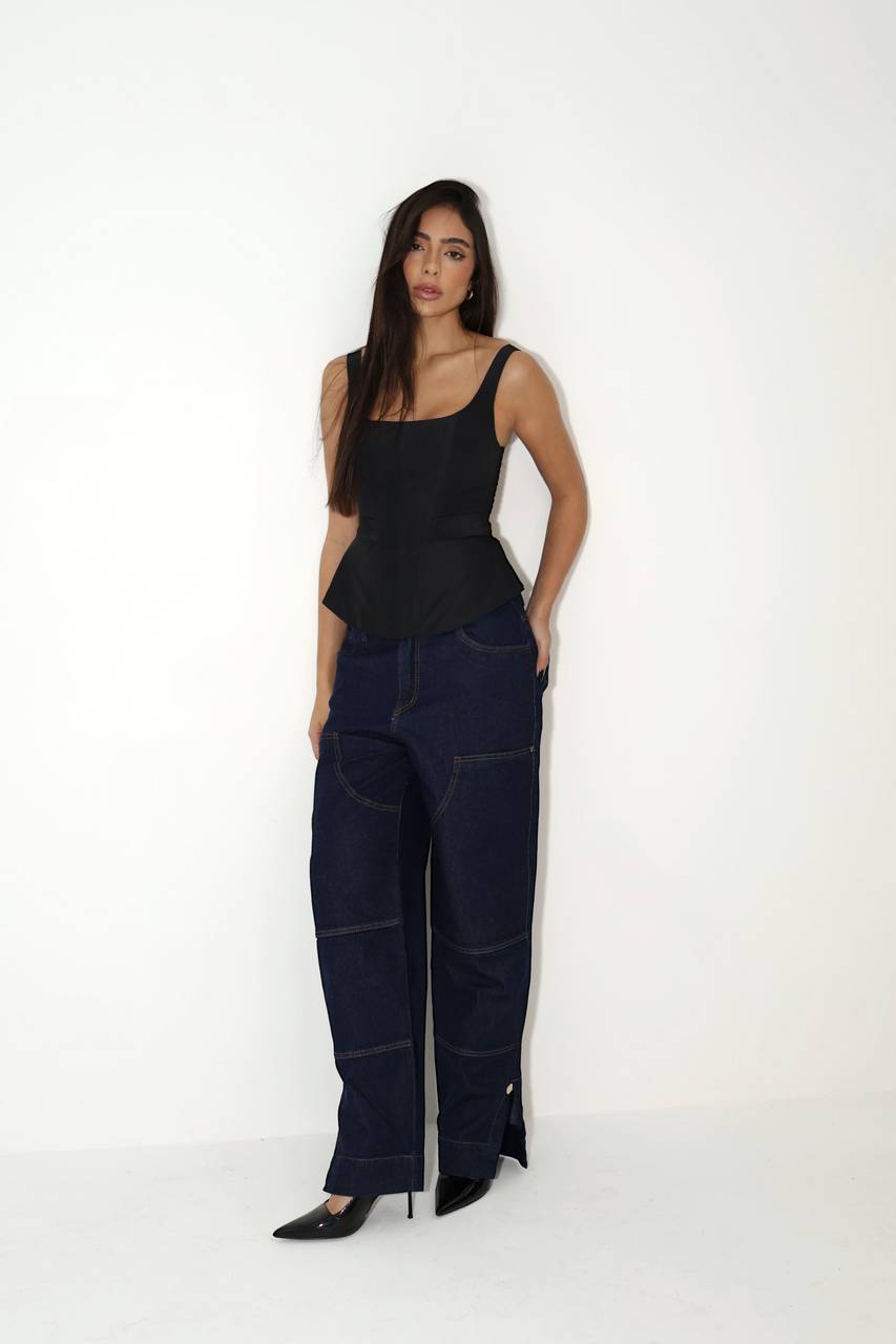 Corselet Reto Com Amarração - Preto TOP2026PTO
