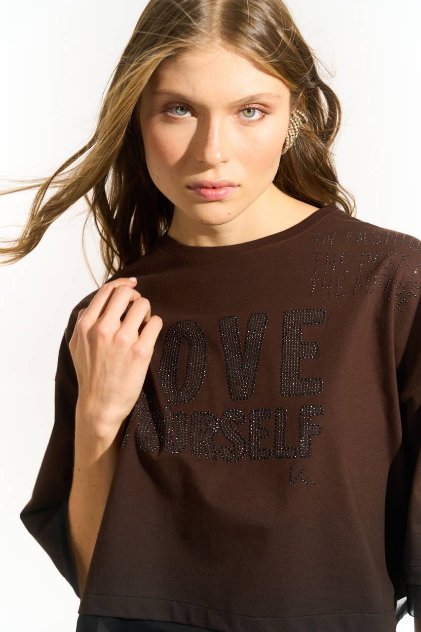 T.shirt Love Yourself - Marrom BLU0159MRO