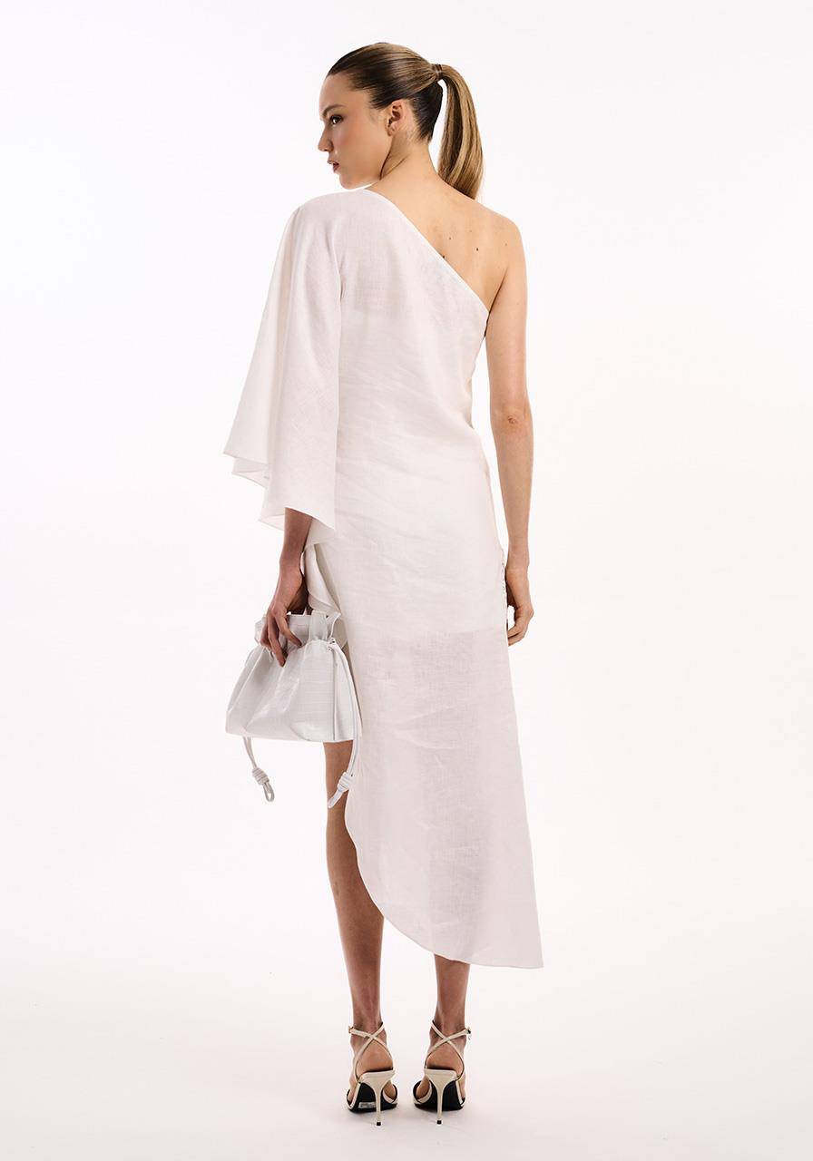Vestido Assimétrico Aplicação - Off White VES2117OFF