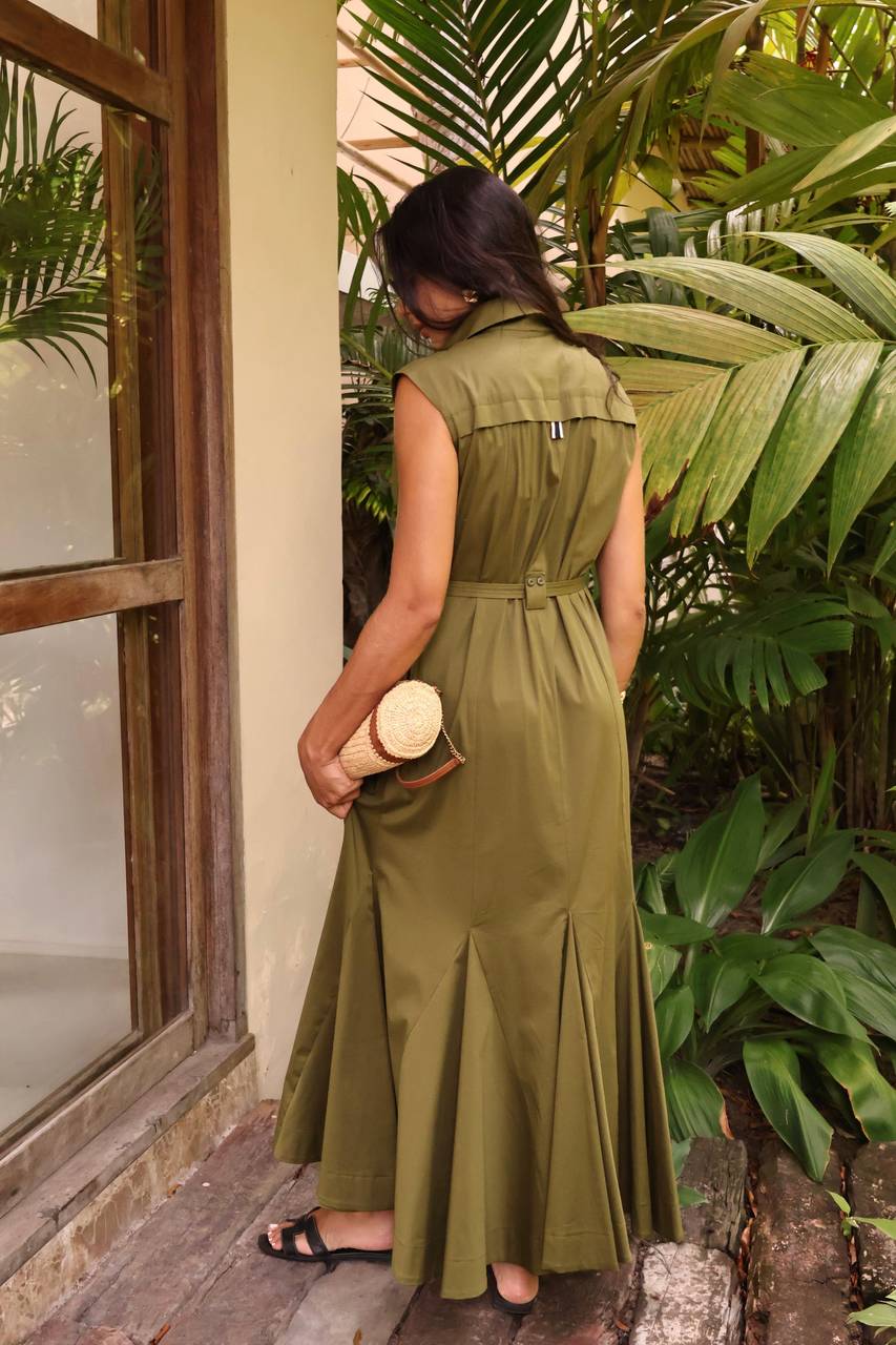 Vestido Abertura Frontal - Verde Militar VES0014VDMT