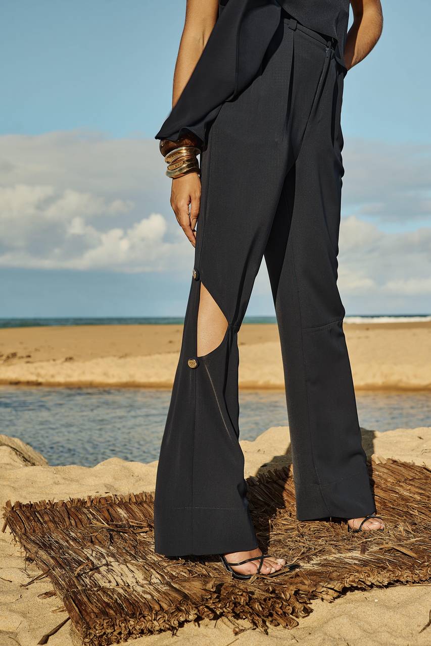 Calça Crepe Recortes Laterais - Marinho CAL0043MAR