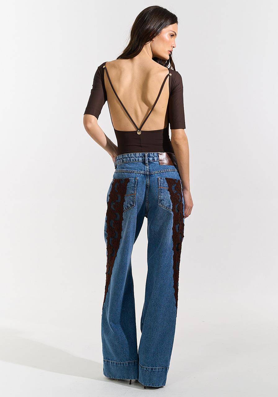 Calça Jeans Detalhes Em Renda - Jeans CAL0235JEA