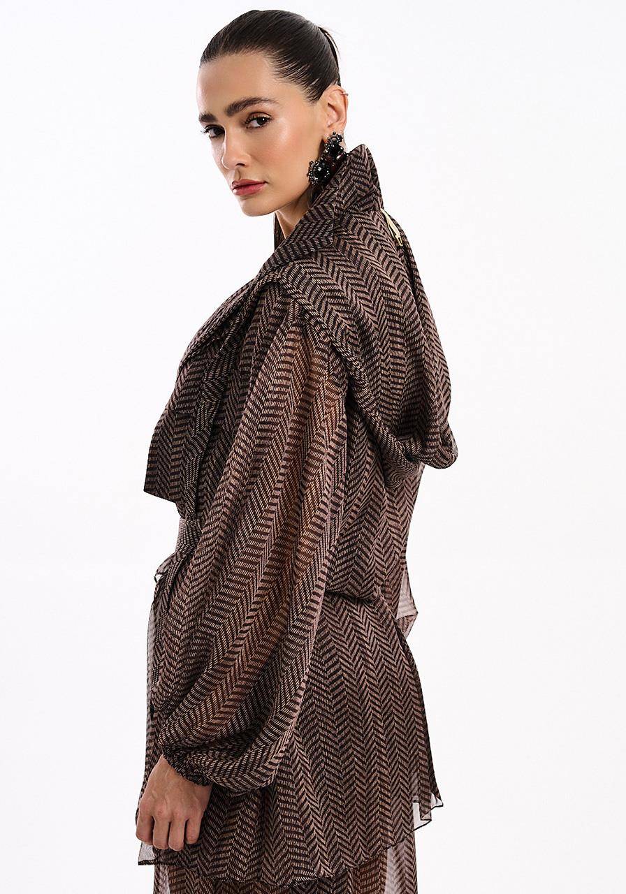 Parka Curta Oversized - Chevron Marrom PAK2006CHE