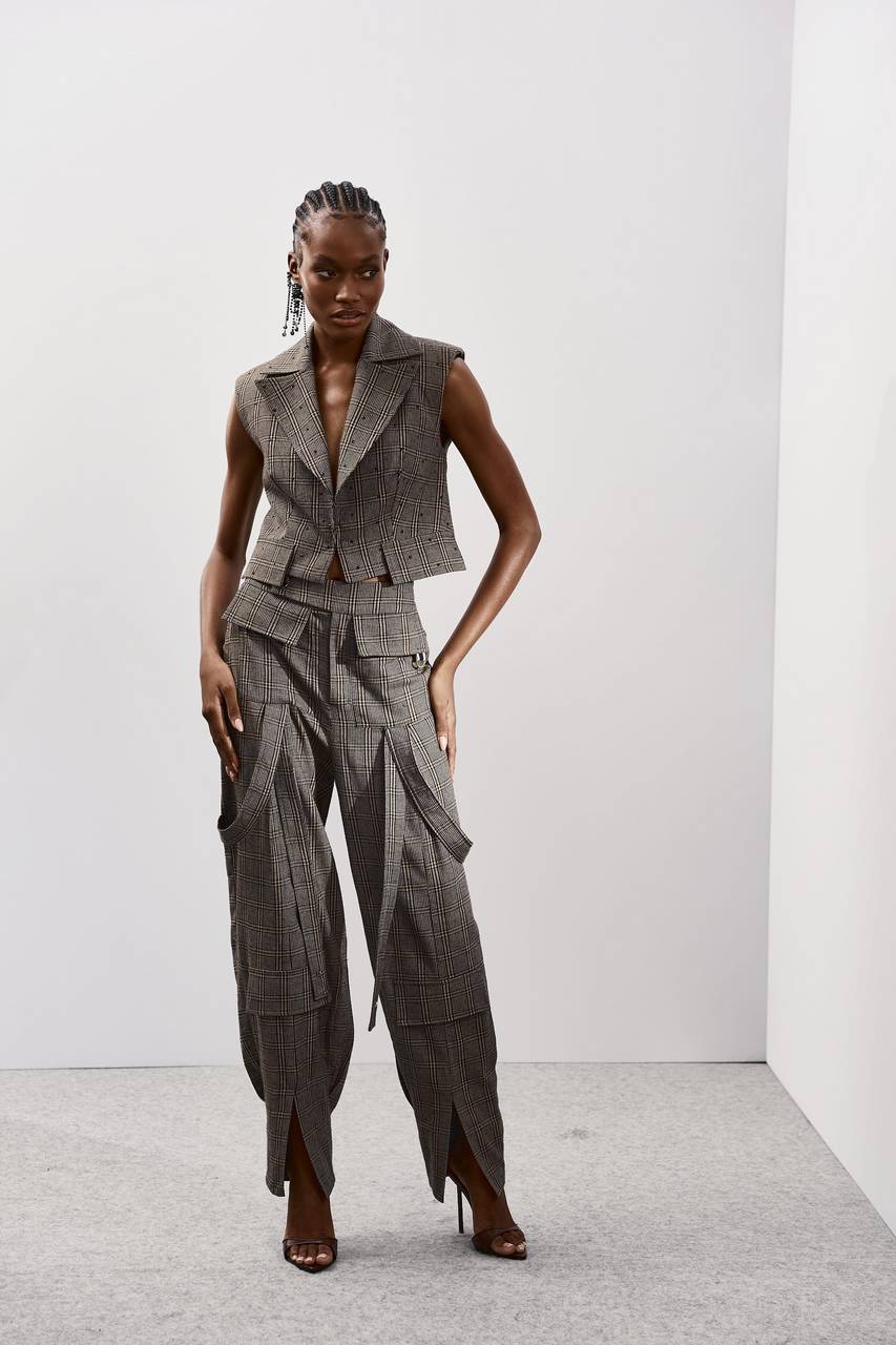 Blazer Cropped Sem Manga - Pied Poule BLZ0023- PIED