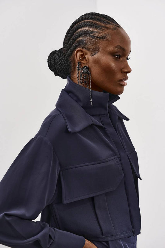 Camisa Frente Cropped Bolso Cargo - Marinho CAM0030MAR