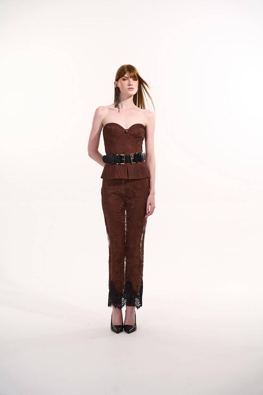 Top Corselet Renda - Marrom TOP0065MRO