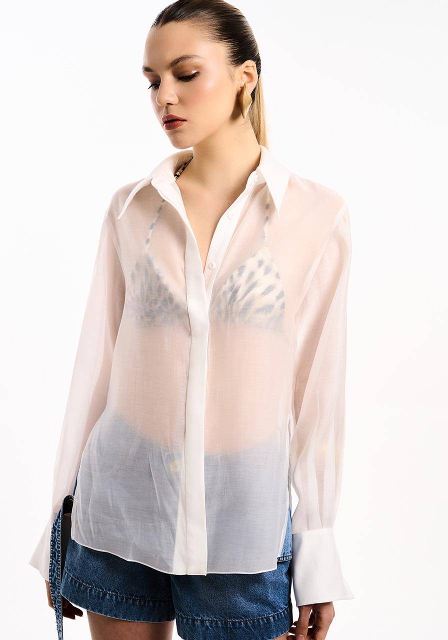 Camisa Abertura Lateral - Off White CAM2051OFF