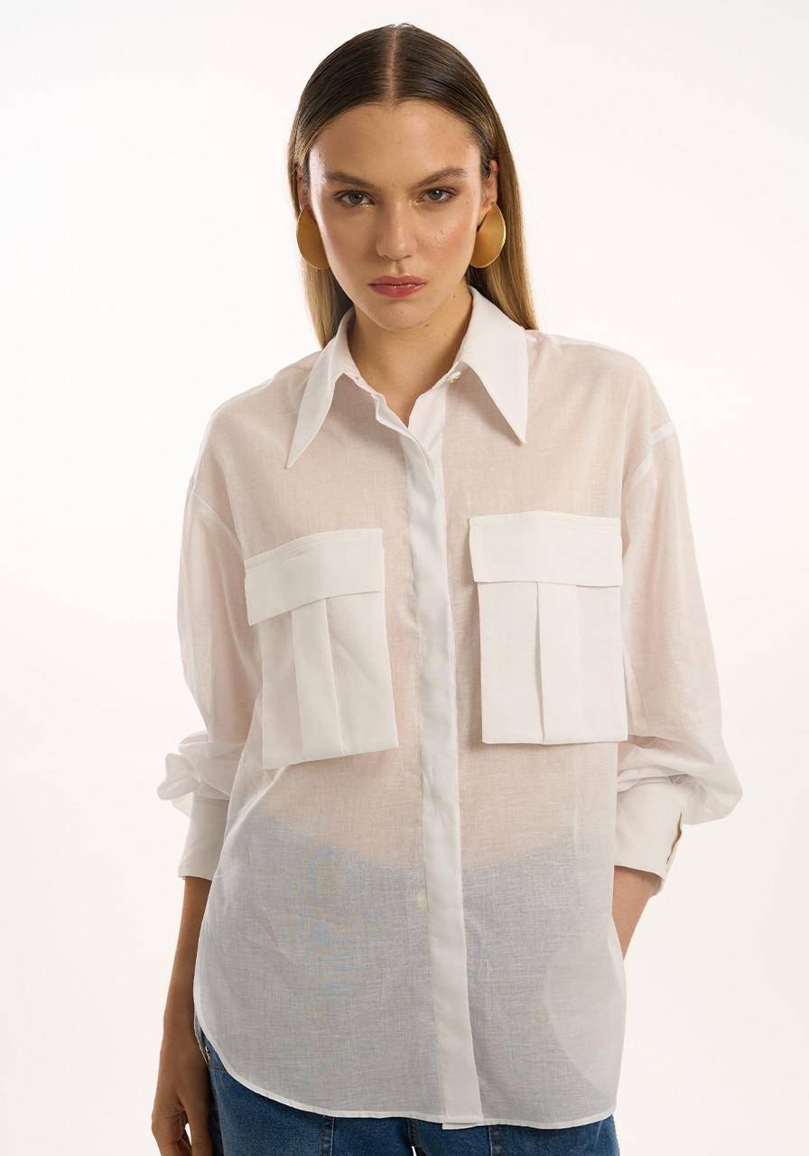 Camisão Bolso Cargo Algodão - Branco CAM2036BRA