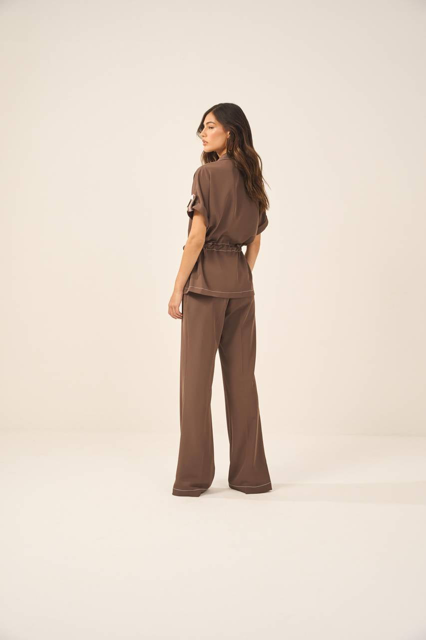 Calça Crepe Pesponto - Chocolate CAL0015CHO