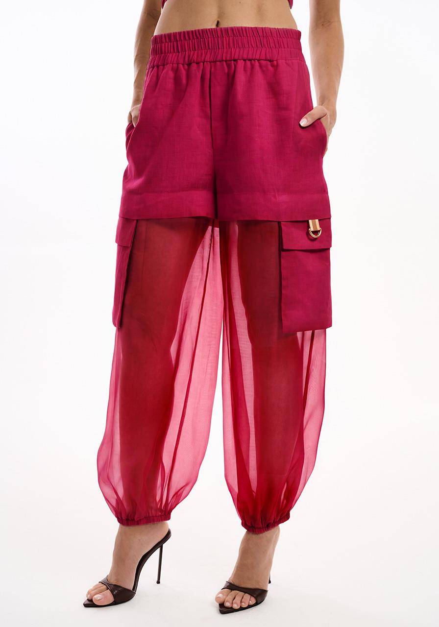 Calça Rosa C/ Transparencia
