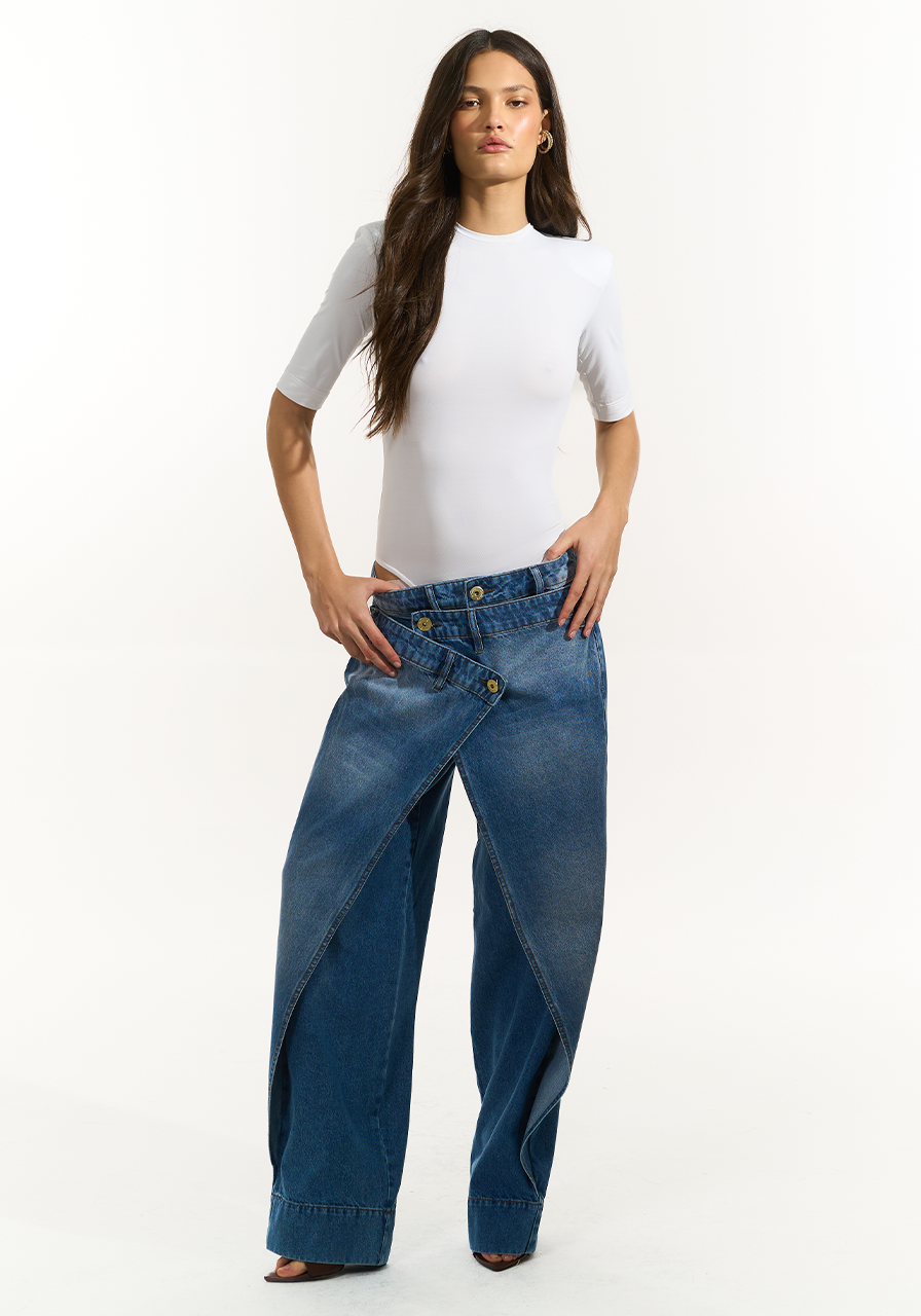 Calça Jeans Cós Transpassado - Jeans CAL0204JEA