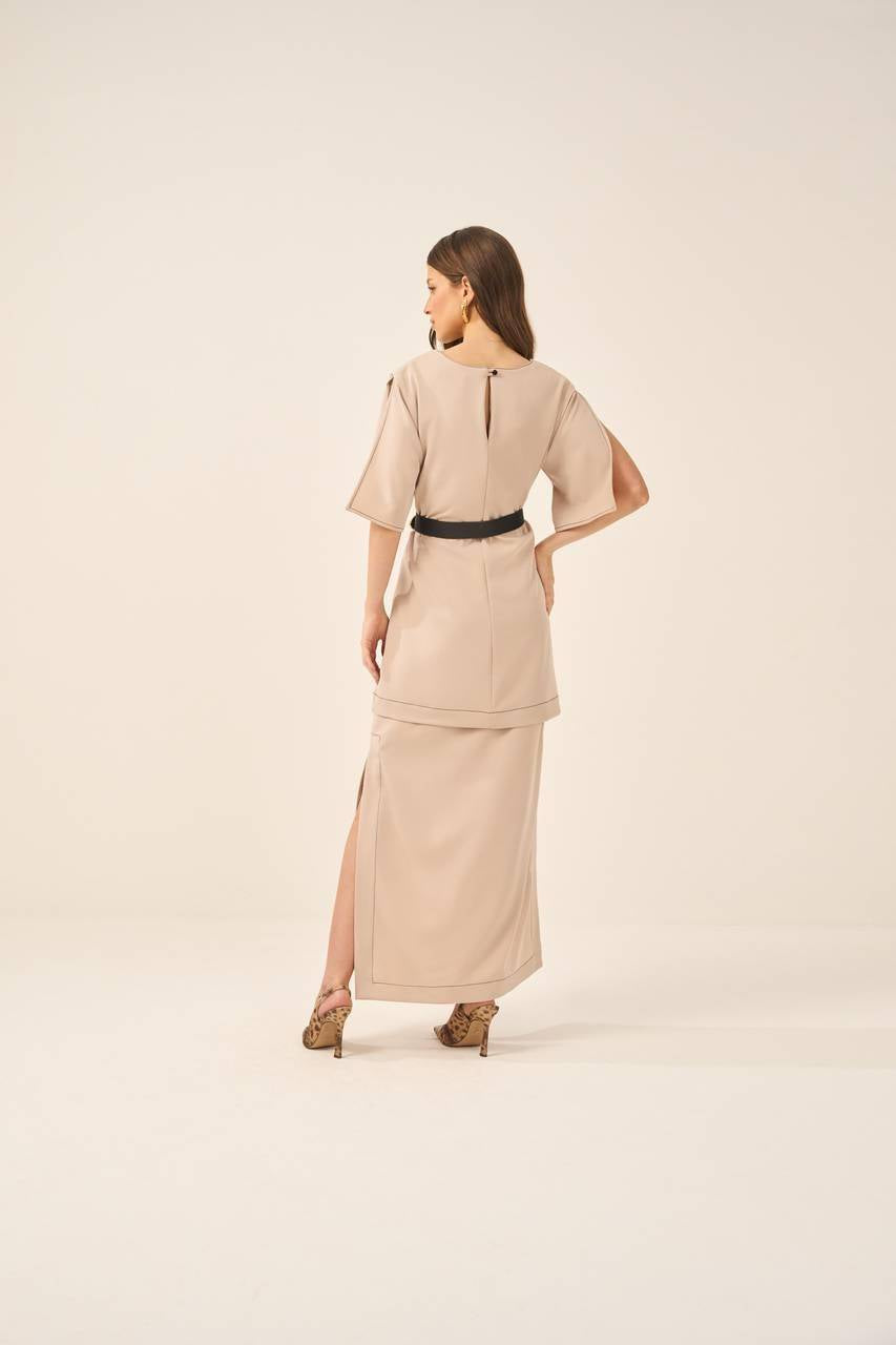 Conjunto Saia E Tunica Crepe - Areia CJT0002-ARE