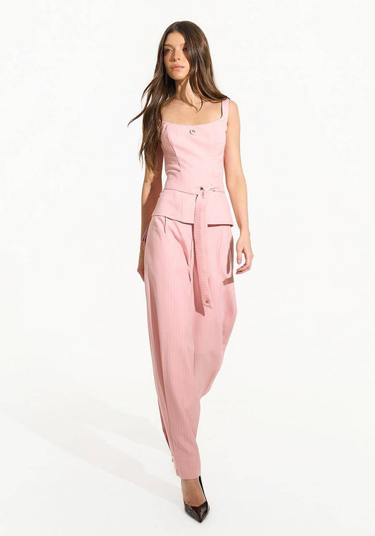 Corselet Estruturado Com Faixa - Peach