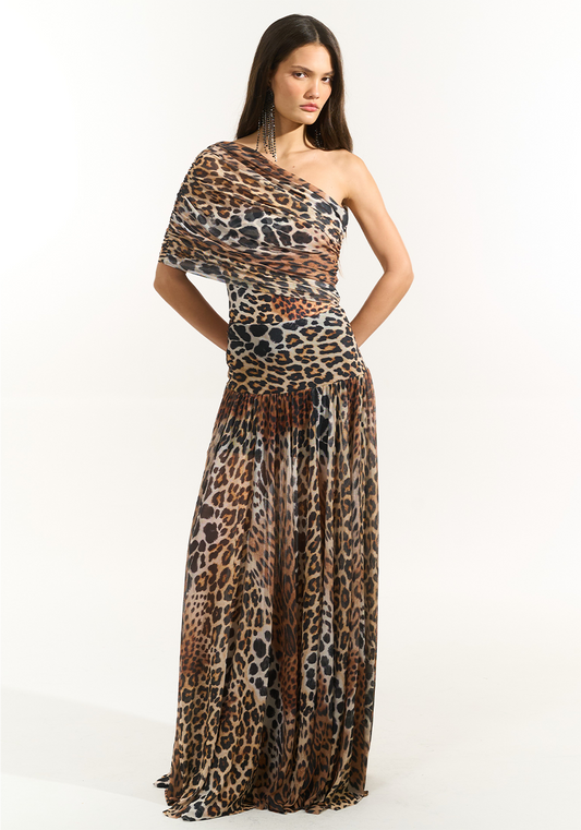 Body Estampado Um Ombro Só - Brown Leopard BOD0034BROWL