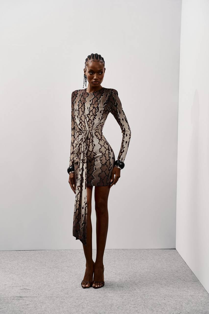 Vestido Curto Cruzado Na Frente - Animal Print Cobra VES0093ANIC