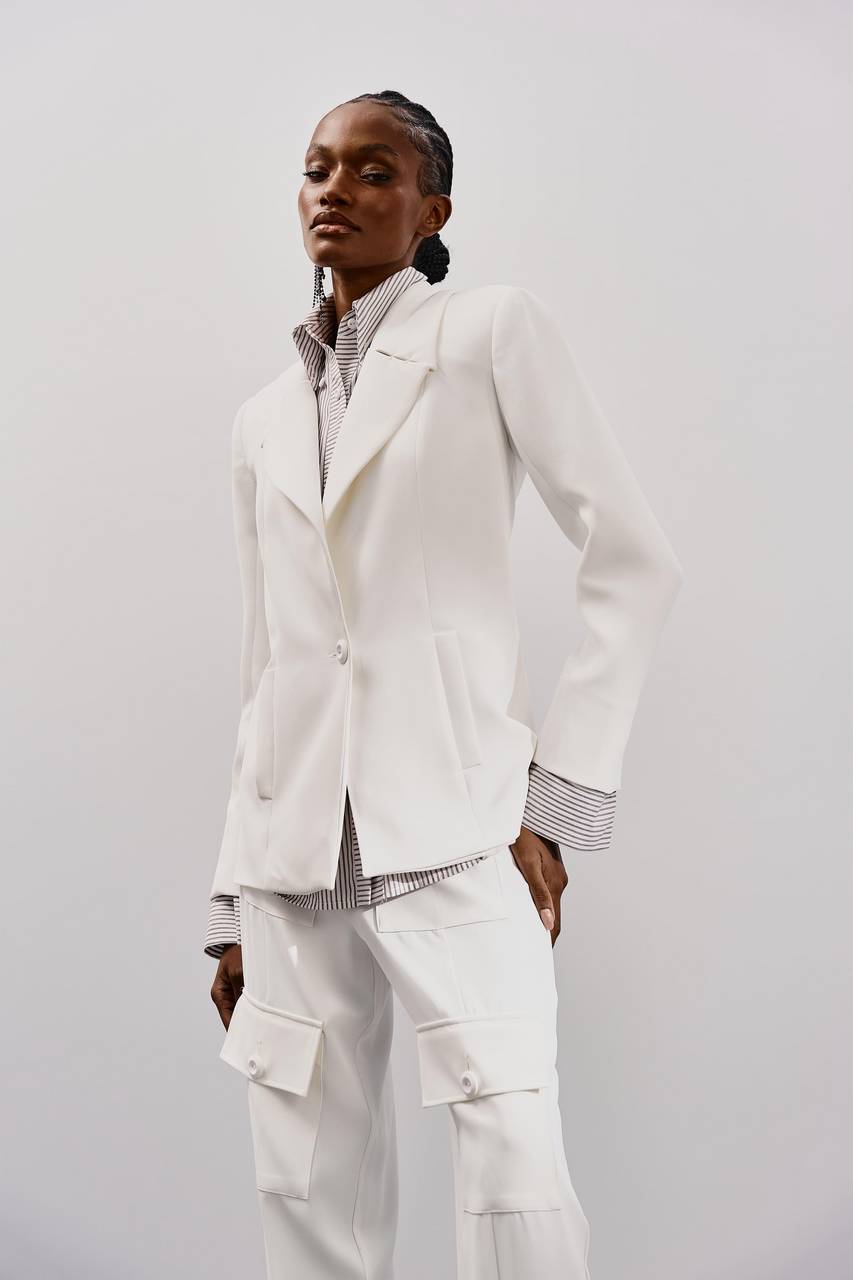 Blazer Box Com Alfaiataria Listras - Off White BLZ0018OFF