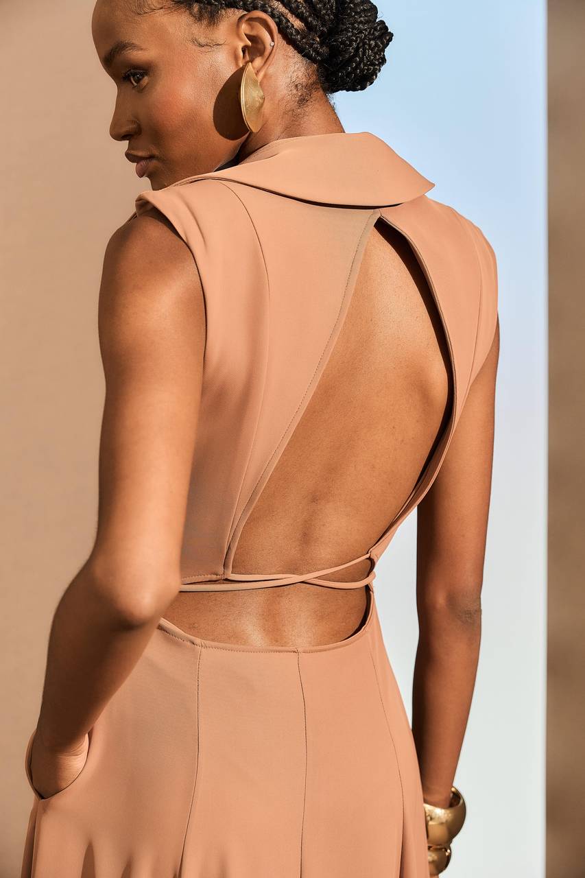 Vestido Longuete Costas Vazada - Mocha VES0027MCH