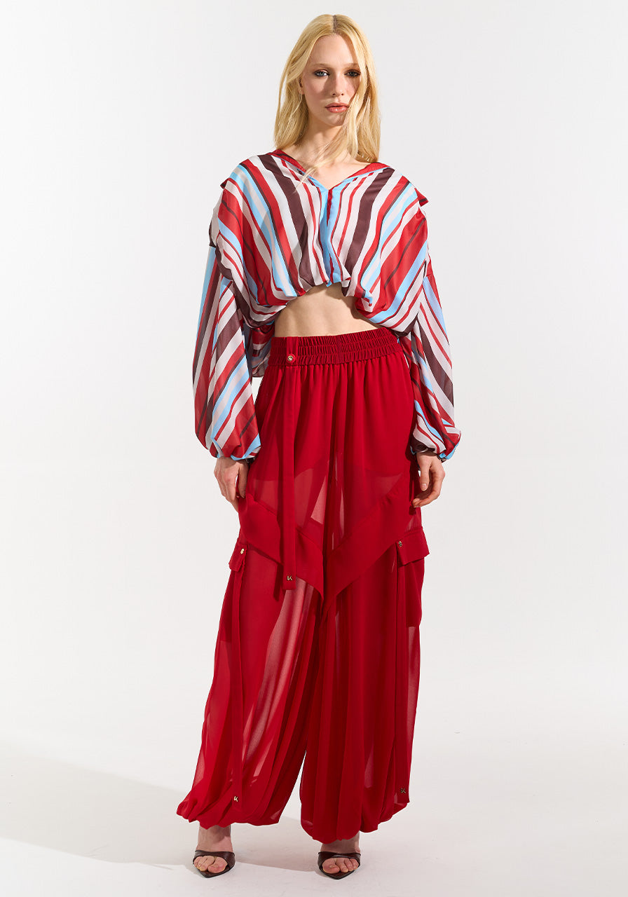 Blusa Over Cropped - Red Stripe BLU0175RED STRIPE