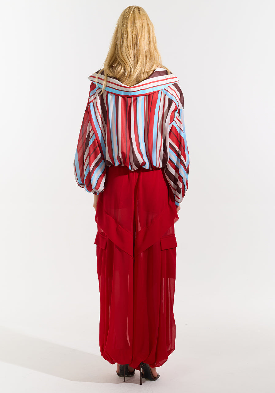 Blusa Over Cropped - Red Stripe BLU0175RED STRIPE