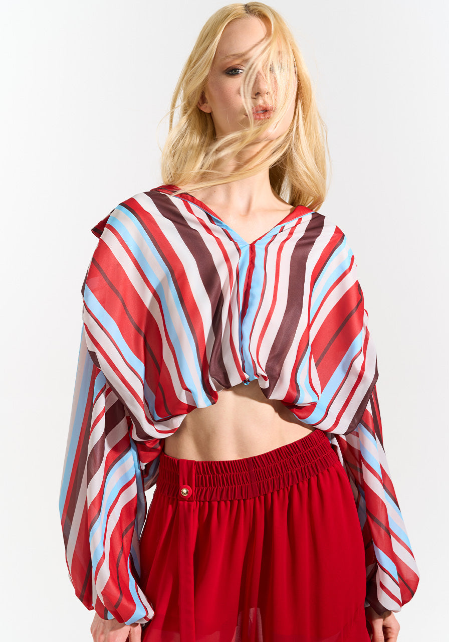 Blusa Over Cropped - Red Stripe BLU0175RED STRIPE