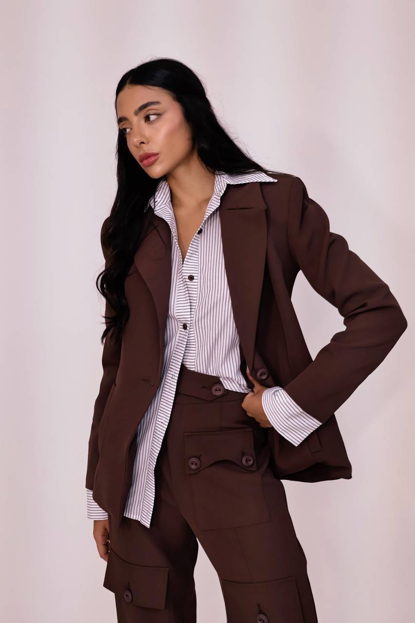Blazer Box Com Alfaiataria Listras - Marrom BLZ0018MRO
