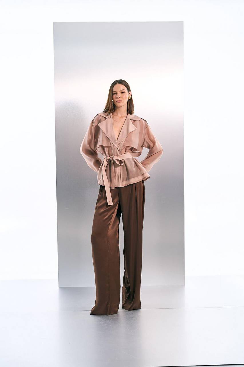 Jaqueta Com Sobreposição De Organza - Amendoa JAQ2014AMEND