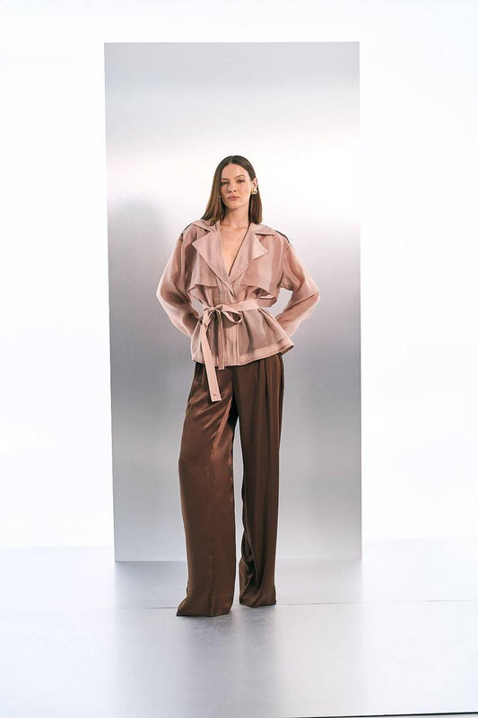 Jaqueta Com Sobreposição De Organza - Amendoa JAQ2014AMEND