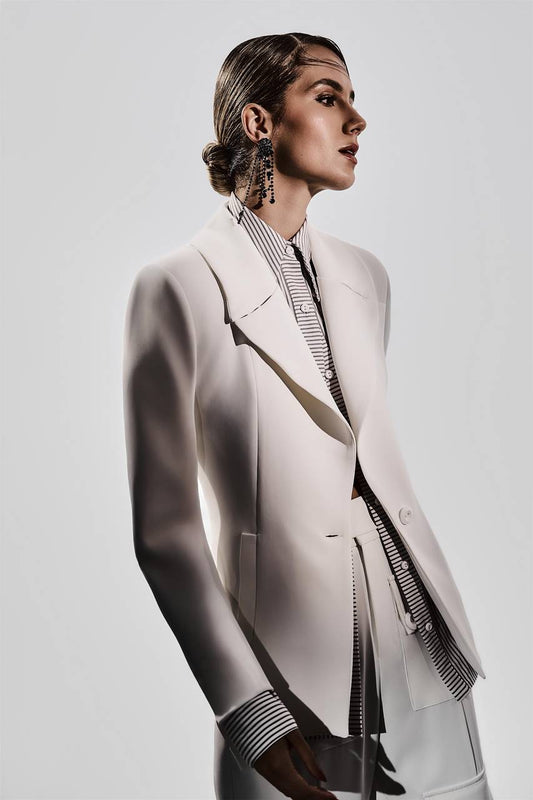 Blazer Box Com Alfaiataria Listras - Off White BLZ0018OFF