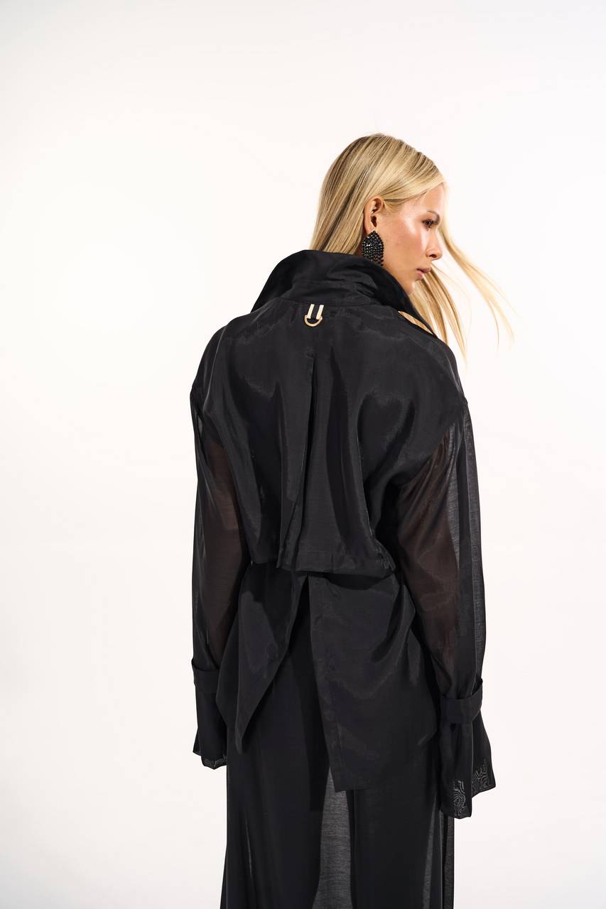 Camisa Leve Transparência Bolso Cargo - Preto CAM0046PTO
