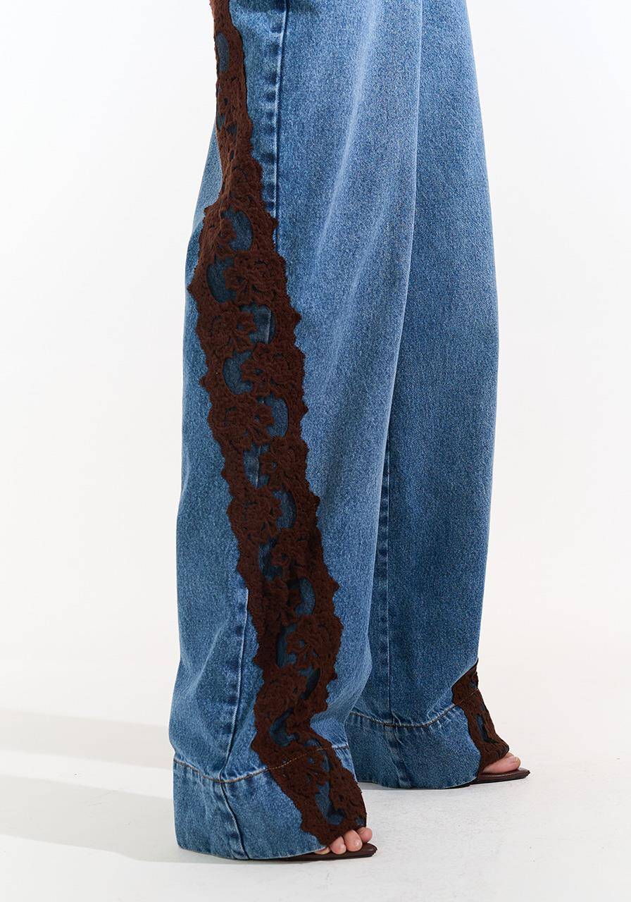 Calça Jeans Detalhes Em Renda - Jeans CAL0235JEA