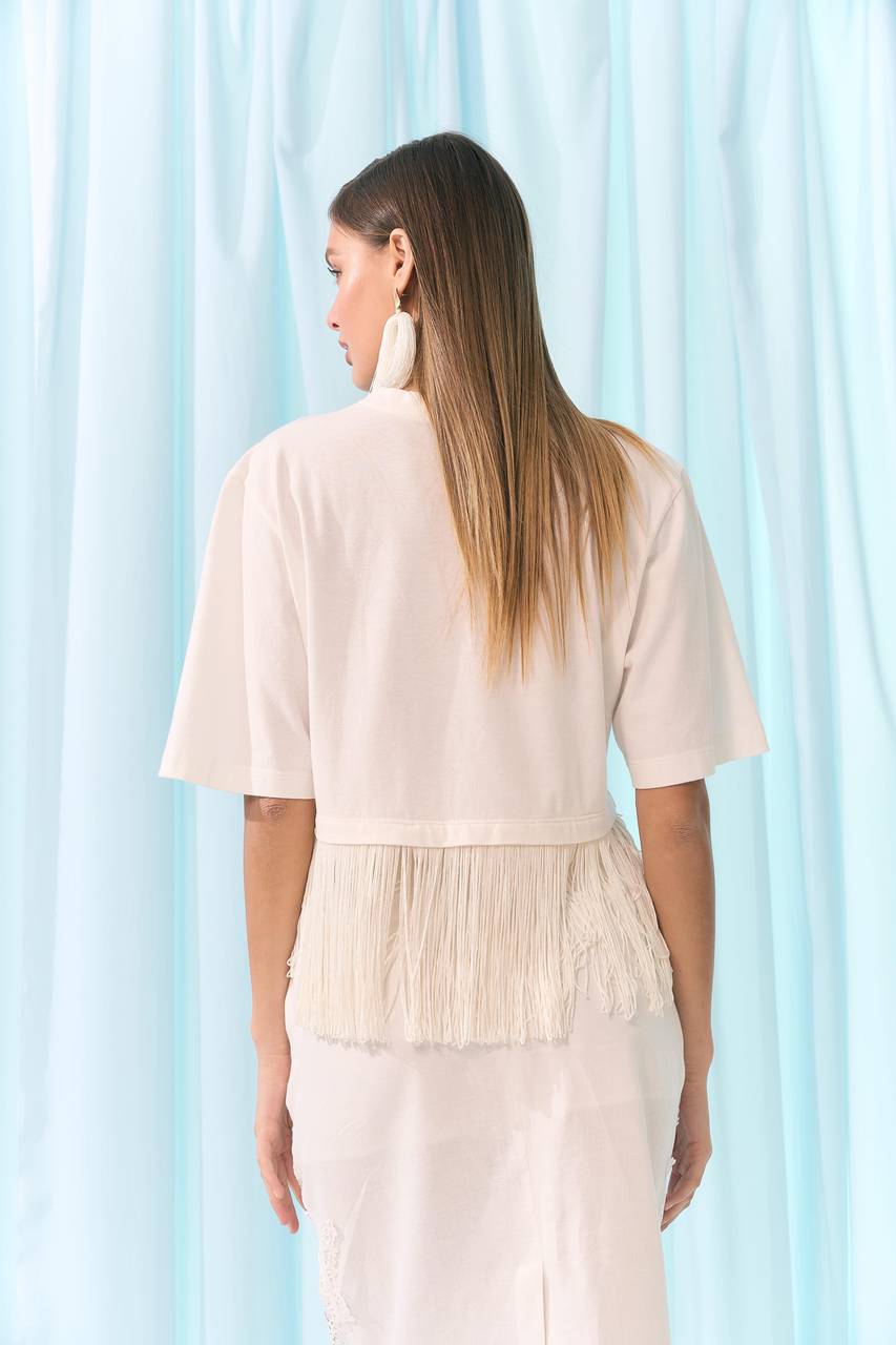 T.shirt Franjas - Off White BLU2037