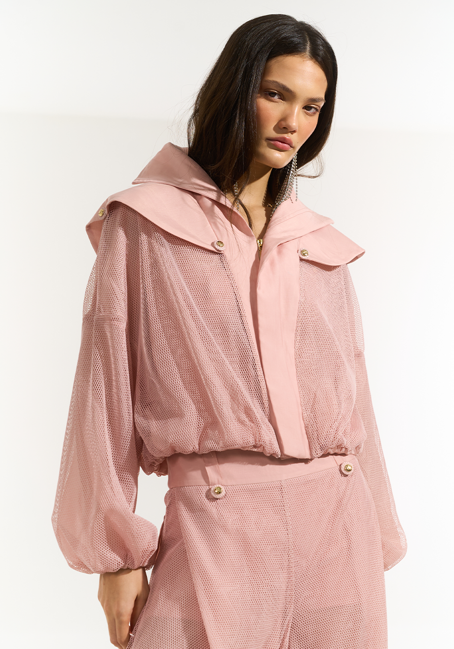 Jaqueta Cropped Tela - Rose JAQ0031RS