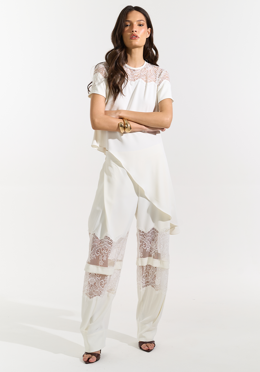 Calça Detalhe Renda - Off White CAL0203OFF