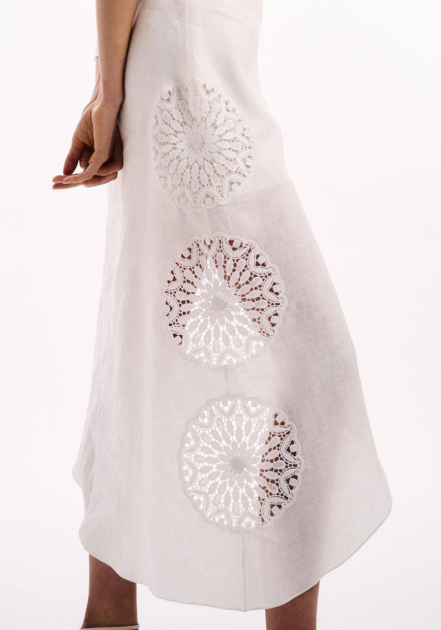Vestido Assimétrico Aplicação - Off White VES2117OFF