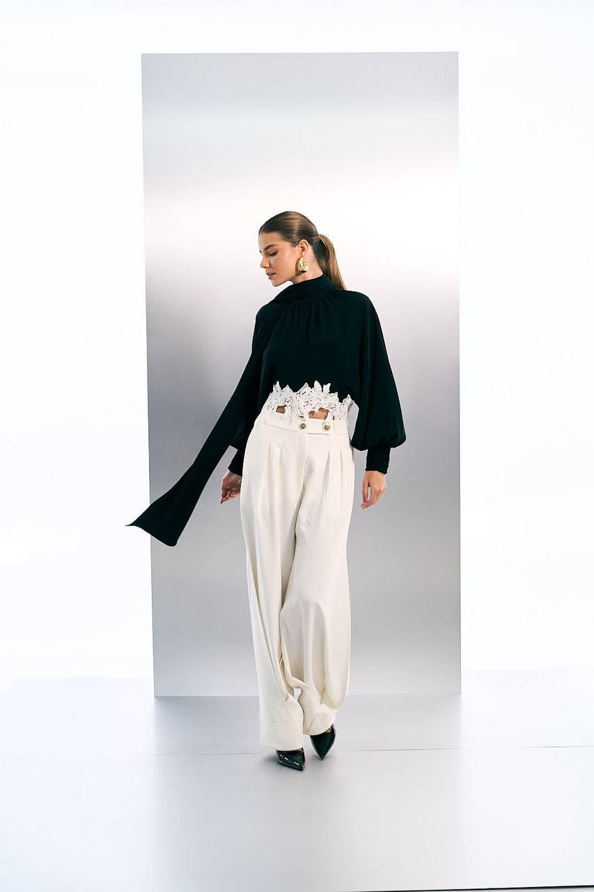 Calça Slouchy Alfaiataria Com Prega - Off White CAL2050OFF
