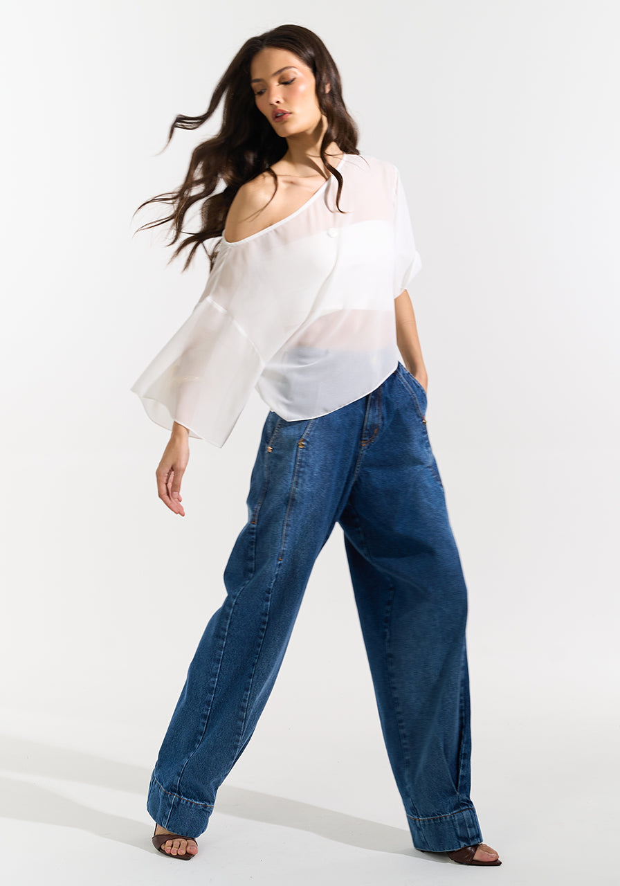 Calça Jeans Ballon Bolsos Duplos - Jeans CAL0177JEA