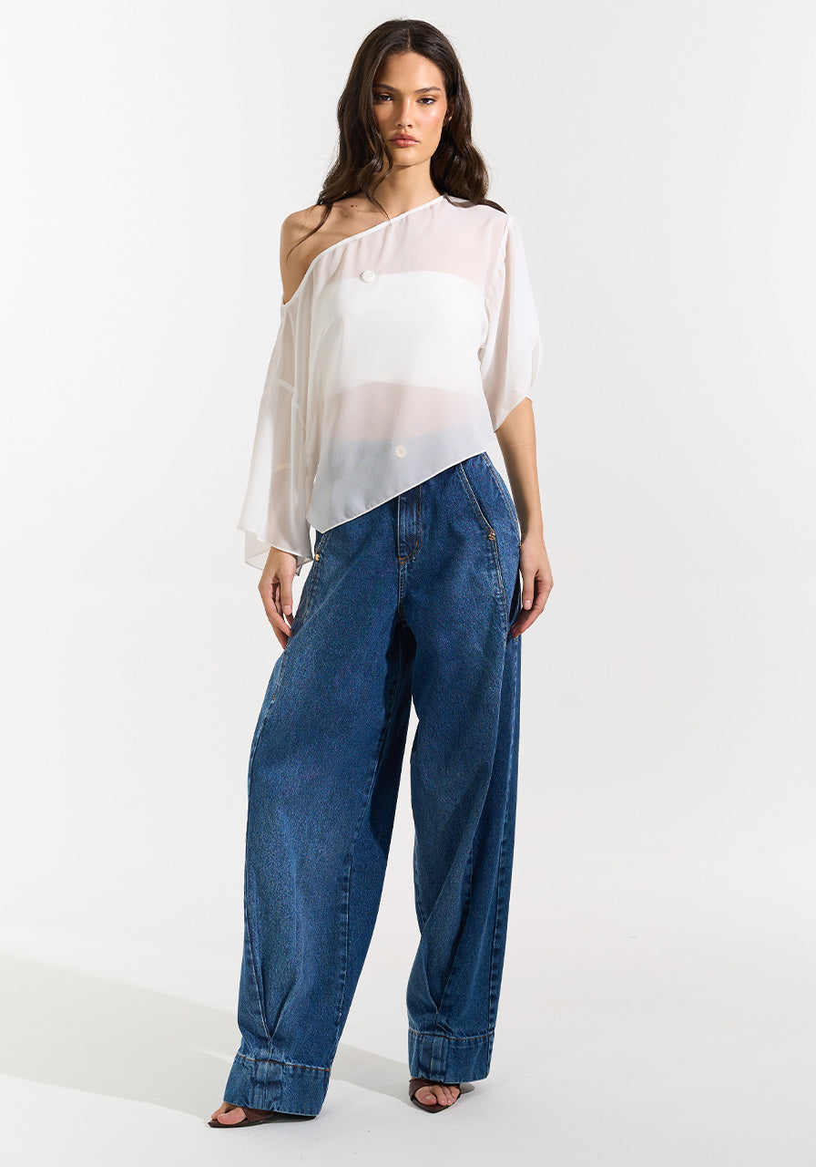 Calça Jeans Ballon Bolsos Duplos - Jeans CAL0177JEA