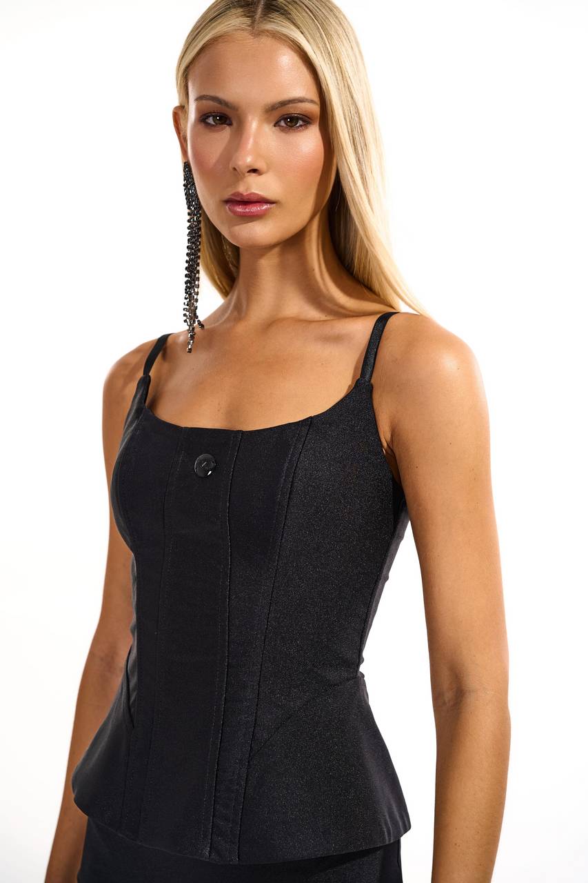 Top Corselet Justo Em Lycra - Preto TOP0064PTO