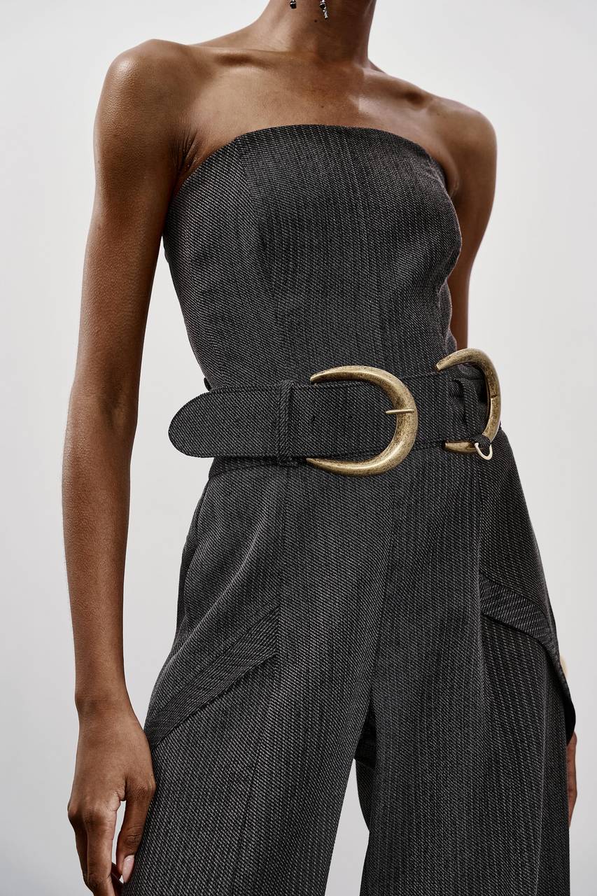 Macacão Tqc Tiras Costas Chevron - Chumbo MAC0039CHU