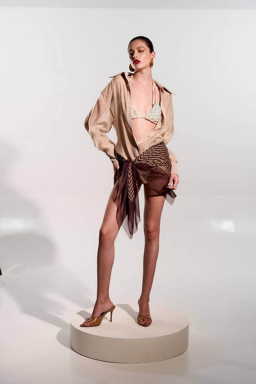 Lenço Stripe Bicolor - Marrom LEN0031MRO