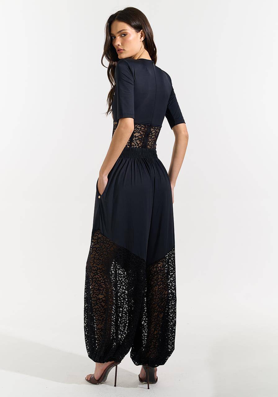 Body Malha Ombreira Com Renda - Preto BOD0046PTO