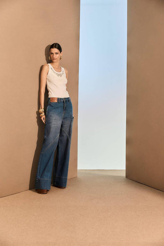 Calça Pantalona Jeans - Jeans CAL0053JEA