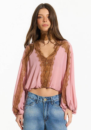 Blusa Balone Cropped - Rose BLU0169RS