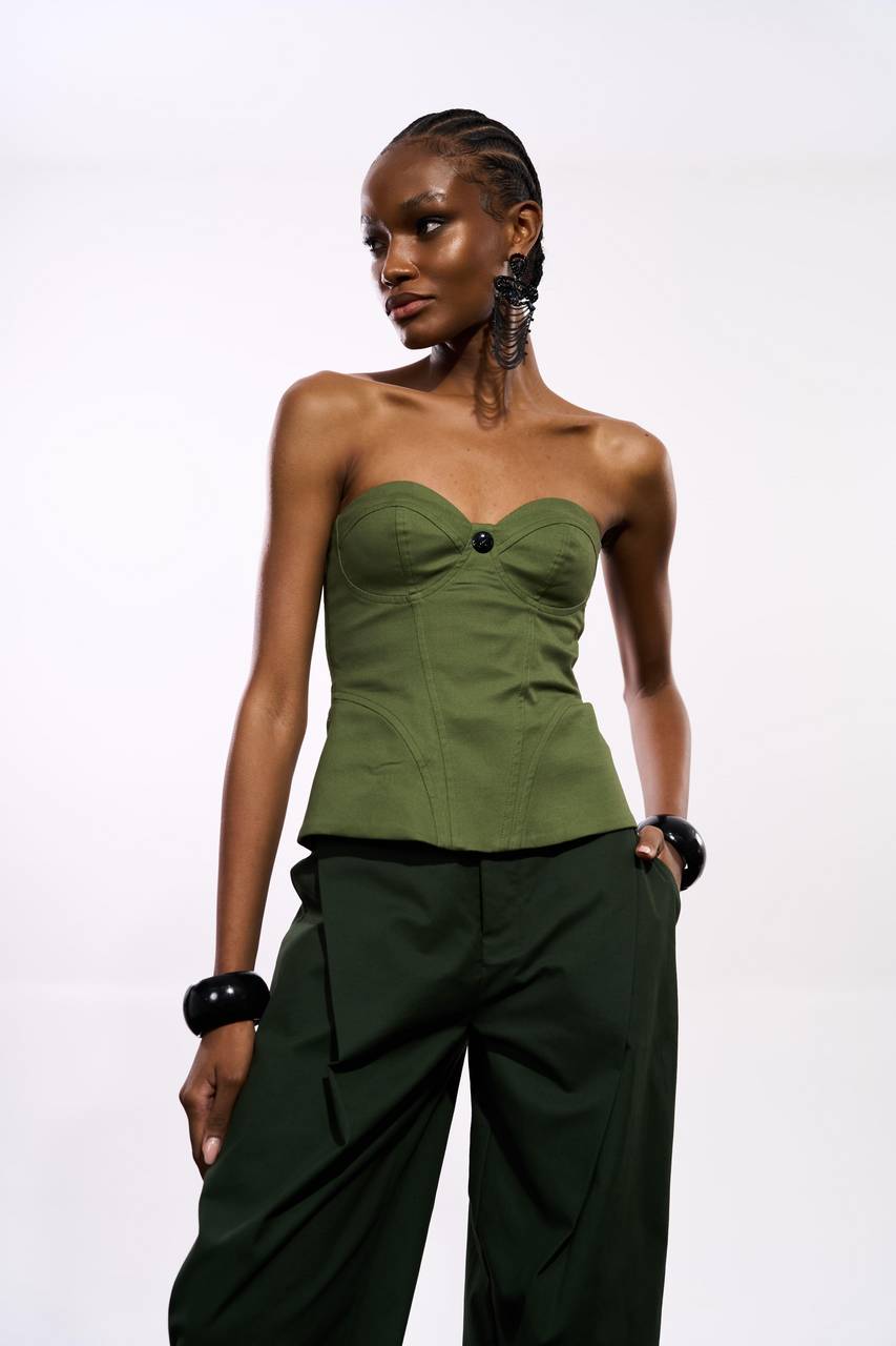 Calça Slouchy Dobra Lateral Frente - Verde Militar CAL0130VDMT