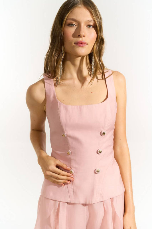 Top Estruturado Tela - Rose TOP0073RS