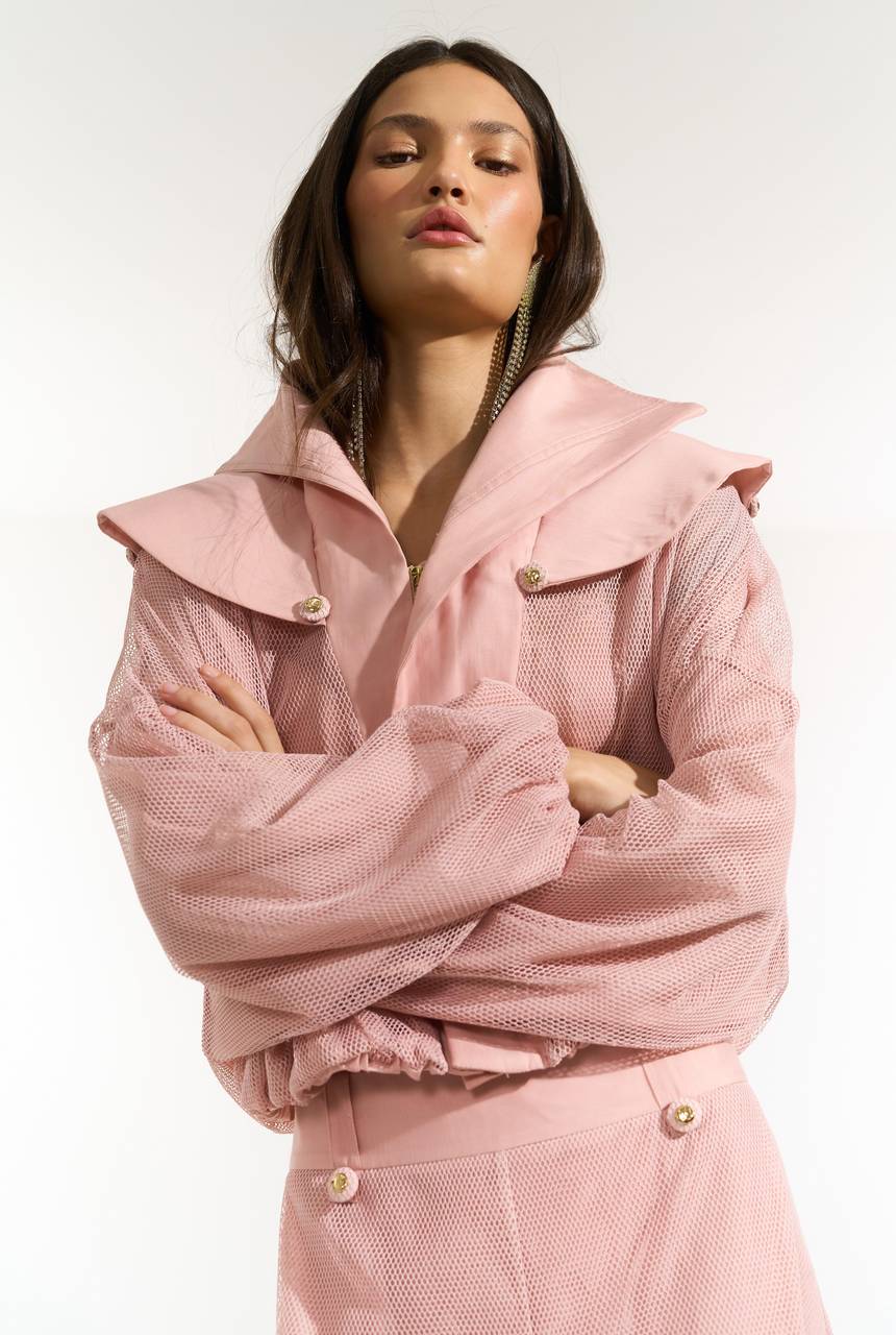 Jaqueta Cropped Tela - Rose JAQ0031RS