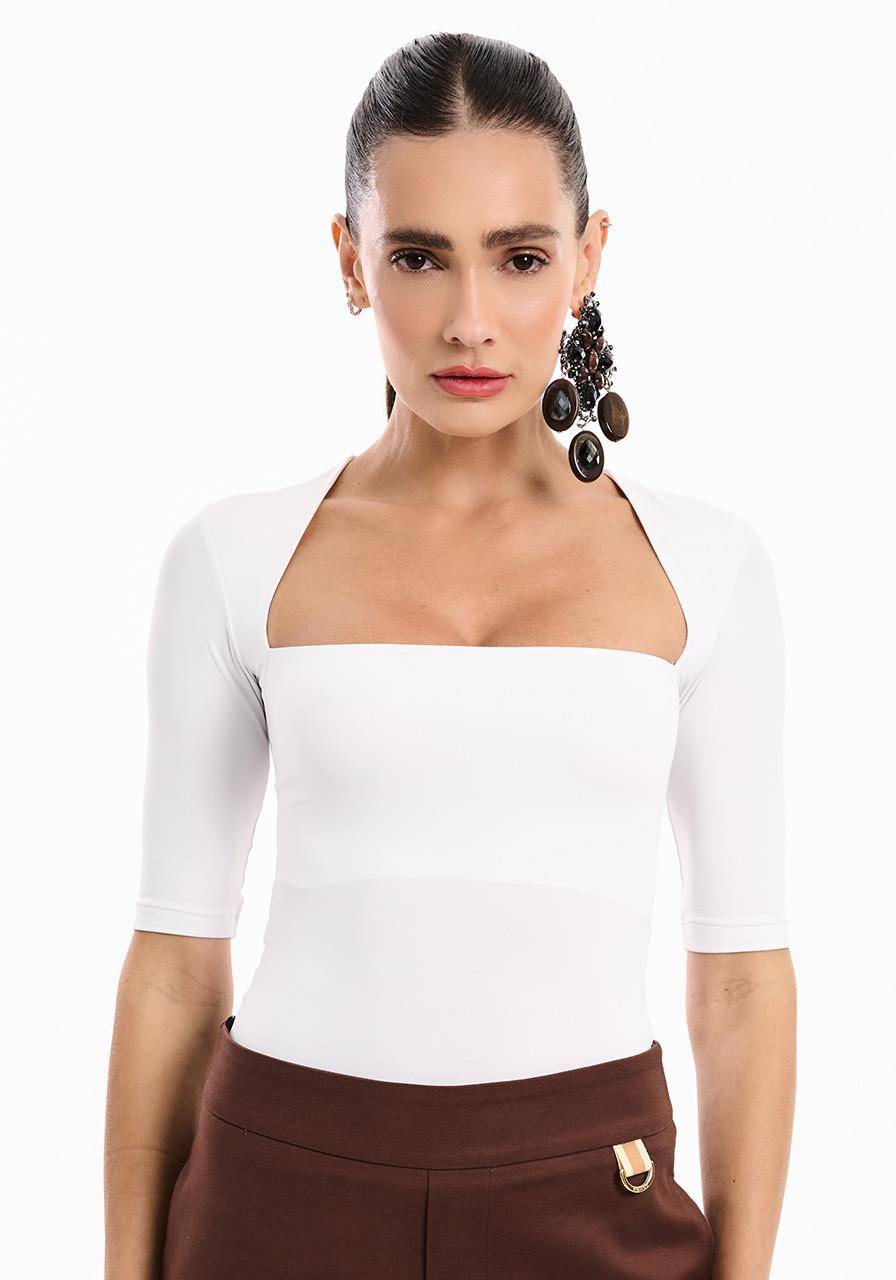 Blusa Decote Quadrado Fit - Branco BLU2143BRA